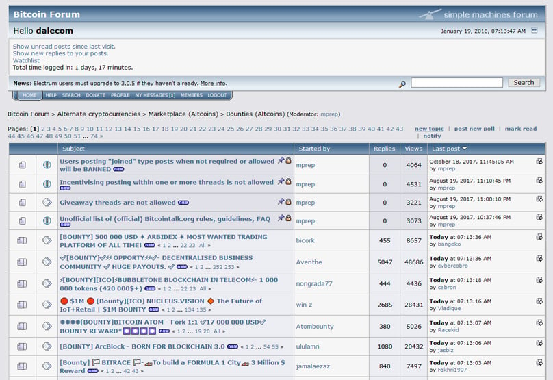 Bitcointalk Bounties