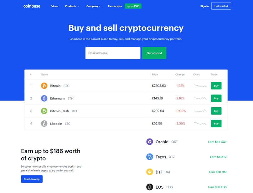 Coinbase Homepage