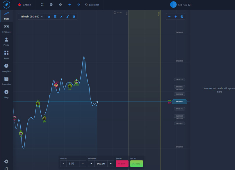 Expert Option Trading Screen