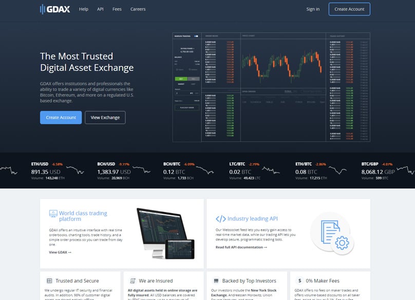 GDAX Website