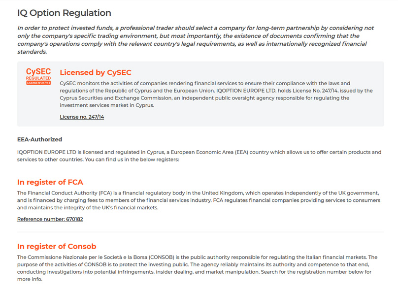 IQOption Regulations