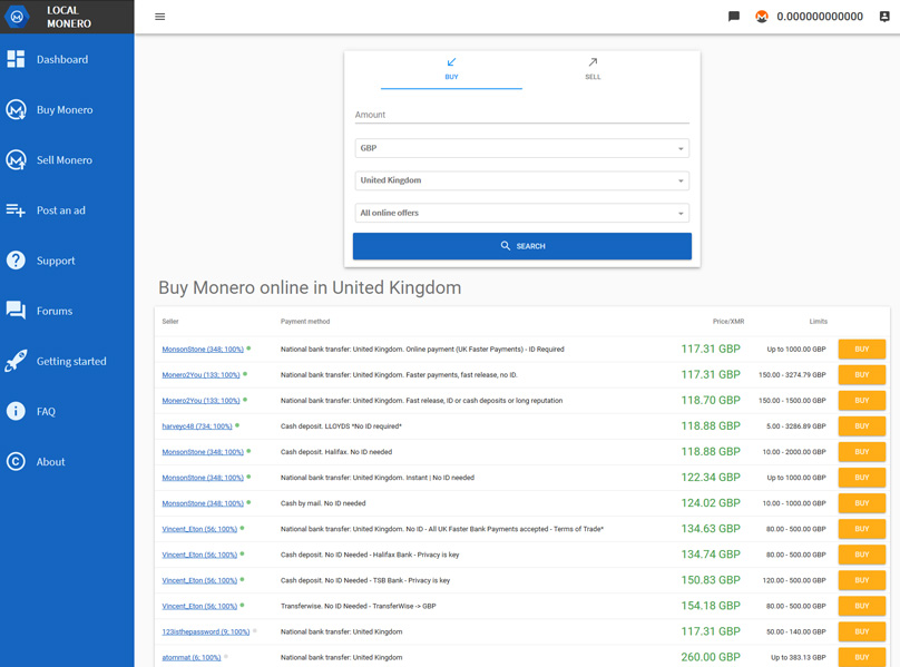 LocalMonero Buying