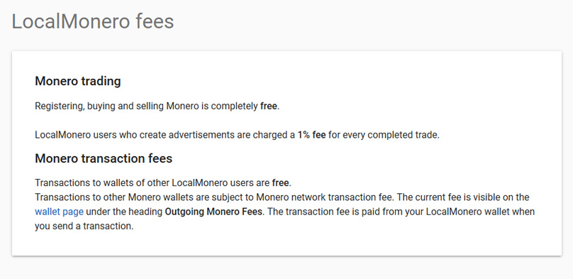 LocalMonero Fees