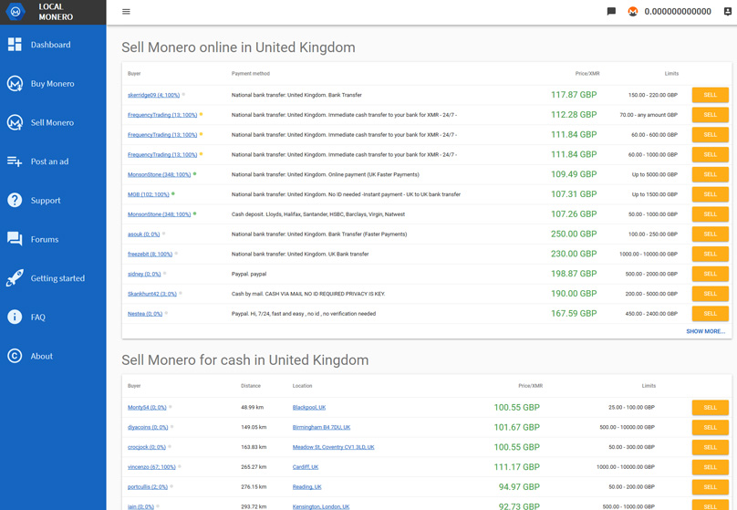 LocalMonero Sell