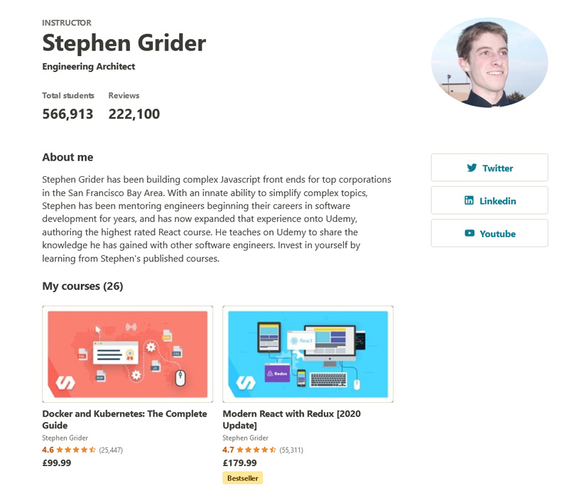 Teacher's Profile on Udemy