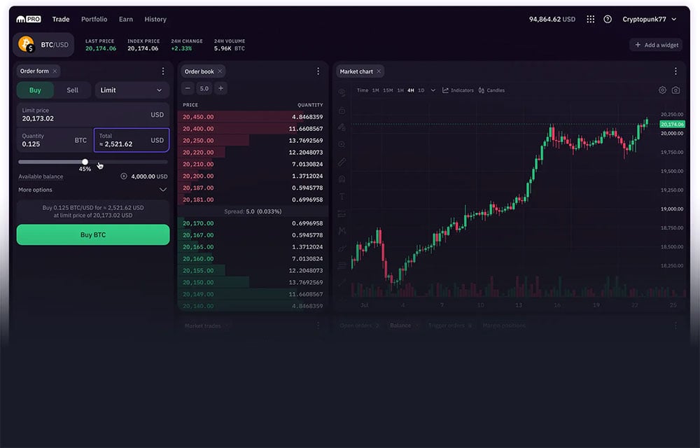 Kraken Pro Trading Interface