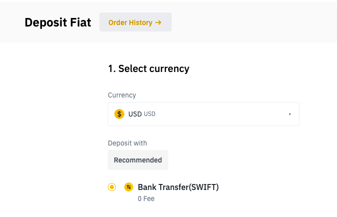 Deposit on Binance