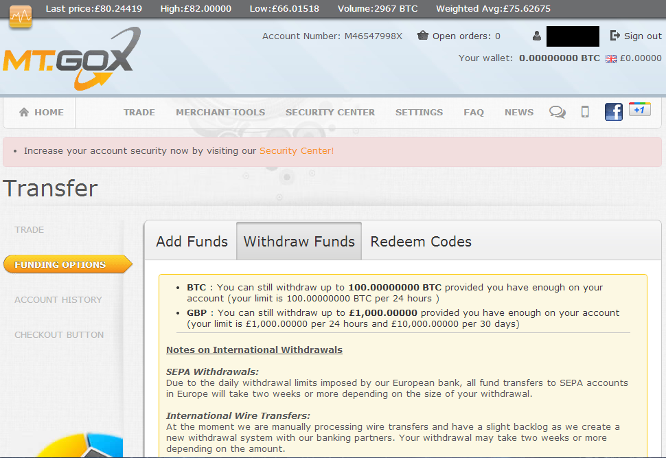 Mt Gox at the time handled 80% of Bitcoin trading