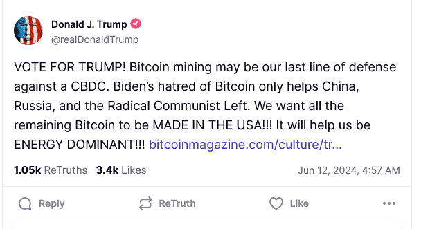 Trump's post on Truthsocial